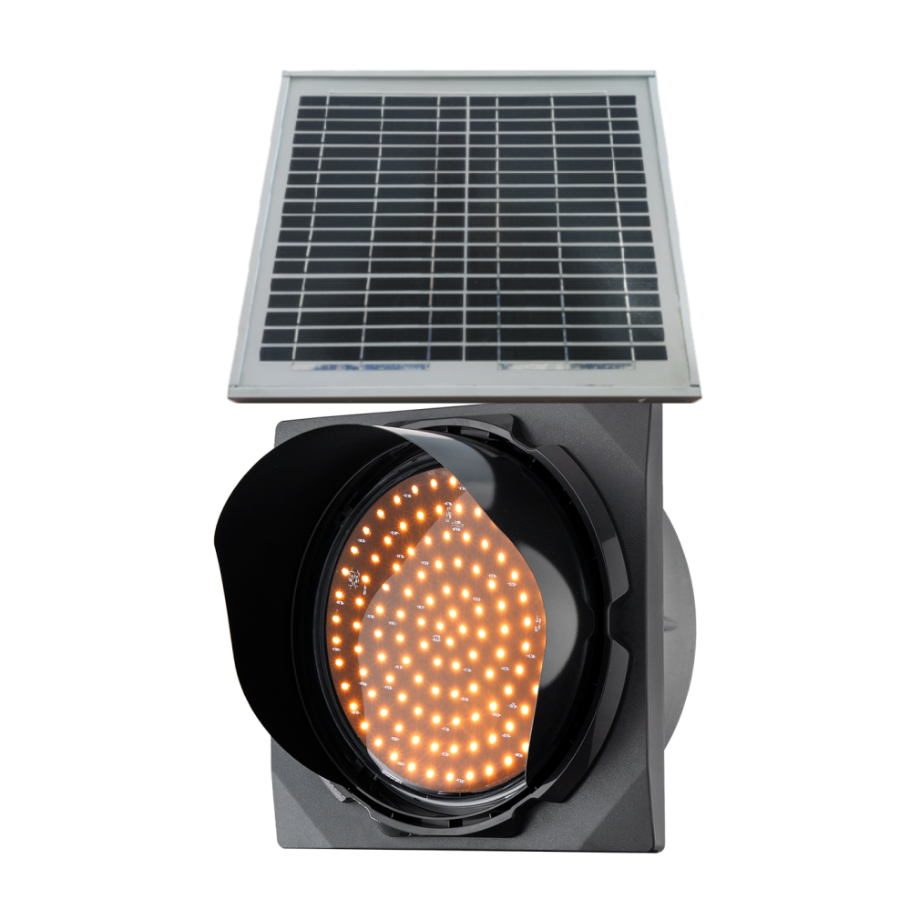 Đèn tín hiệu nhấp nháy màu vàng năng lượng mặt trời 300mm